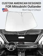 Proadsy 2026 Upgrade Windshield Sun Shade Custom Fit 2026 2025 2024 2023 2022 Mitsubishi Outlander Foldable Front Sunshade Protector Sun Visor Blocks UV Rays Keep Car Cooler