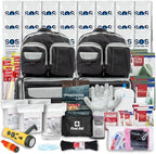Emergency Zone 2 & 4 Person 72 Hour Survival Kit | Bug Out Bag with Food, Water, First Aid, Emergency Shelter, Survival Gear - Disaster Preparedness Go Bag for Earthquake, Hurricane, Car, Home