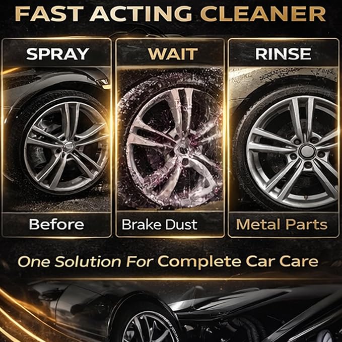 Wheel Cleaner, Aluminum Cleaner, Rim & Wheel Cleaner Spray, Removes Brake Dust & Grime, Brake Dust, Non-Acidic Tire Cleaner, Purple Color Changing, 10 fl oz (1PCS)