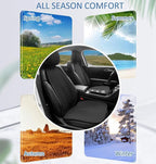 Linen Car Seat Covers Front Seat Covers, Breathable Cloth Fabric Car Seat Protector with Storage Pocket Anti-Slip Car Seat Protector Universal Fit for 98% Cars SUV Trucks (2Pack Black)