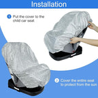 Baby Car Seat Sun Shade Cover - Keep Baby's Carseat Cooler Foldable PET Aluminium Cover for UV Protection, Dust