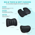 FLORICH 3 PCS Seat Cushion for Carseat Lumbar Support Pillow Car Neck Headrest Pillows Memory Foam Gel Memory Foam Massage Point Seat Pads Pressure Relief Back Cushion for Office Chair(Black)