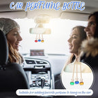 60 Pcs Hanging Car Air Freshener Car Diffuser Bottle Empty Glass Perfume Bottles Air Freshener Diffuser Bottle Pendant for Essential Oils Fragrance Aromatherapy Ornament Decor (Round Diamond)