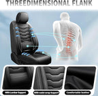Fit Sentra Car Seat Covers Compatible with Nissan Sentra 2001-2025 2026 - Full Set Premium Leather， Waterproof Breathable， All-Weather Seat Cushion Protecto&Airbag Compatible（Full Set,Black