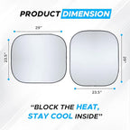 2 Piece Car Windshield Sun Shade Foldable | Durable Polyester Windshield Sunshade Blocks Sun, Heat, and UV Rays | Sunshade for Car Ensuring Interior Protection | Small (29"x23.5")