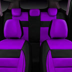 CAR PASS Leather Seat Covers Full Set Universal Water Resistant 3D Foam Back Support, Luxury Comfort Automotive 5 Seat Covers All Season Fit for SUV,Sedan,Van, Airbag Compatible Elegance(Purple Black)