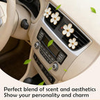 4Pcs Cute Daisy Flowers Car Air Freshener Vent Clips, 4 Sizes Sparkle White Flower Car Diffuser Clips, Refillable Girly Car Accessories for Women