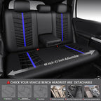 CAR PASS 3D Foam Mesh Black Blue Leather Car Seat Covers Full Set,Breathable Premium Leather Seat Covers for Car,Anti Slip Universal Fit for Trucks Cars Sedans Vans SUVs,Airbag Compatible,Black Blue