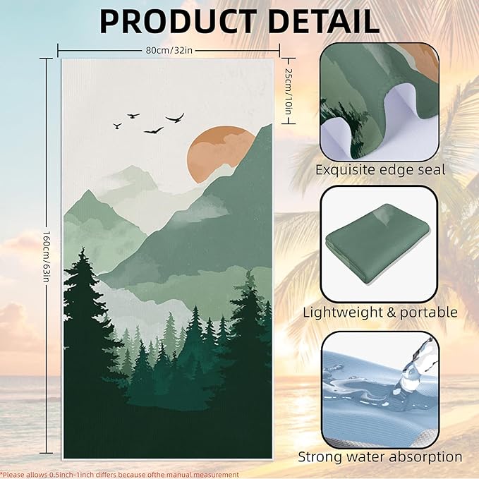 2 Pack Car Towel Seat Covers with Storage Bag, Multifunctional Towel for Gym Outdoor Sport, Picnic, Beach, Pet Dog Travel,Non-Slip Washable Car Seat Protector (Landscape Painting)