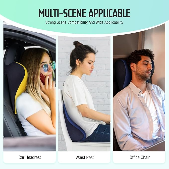 Car Neck Pillow for Driving Seat, Soft Memory Foam Headrest Pillow with Adjustable Strap and Removable Cover, Ergonomic Neck Support for Car, Office Chair, Gaming Chair – Yellow