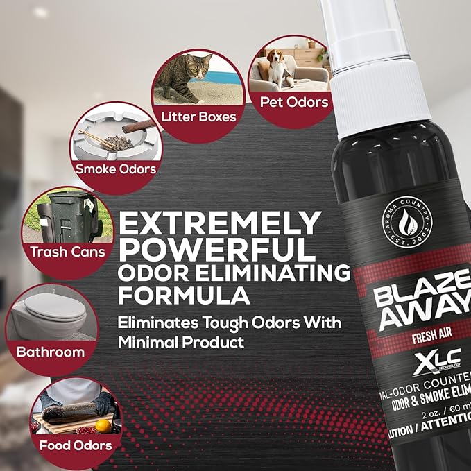 Blaze Away Commercial Air Freshener & Odor Eliminator for Strong Odor - Industrial-Grade Room Spray & Room Deodorizer for Home, Car, Smoke & Pet Odors - Long-Lasting Odor Absorber, Room Fresheners