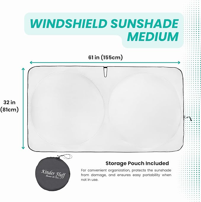 Windshield Sun Shade -Certified 99.87% UVB & 99.02% UVA Car Sun Shade. Award Winning Sunshade - Patented Technology | Compatible for BMW 5 Series 2024-present | Car Shades by Kinder Fluff