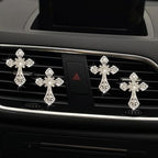 Bling Cross Air Vent Clips, 4 Pcs Crystal Cross Car Air Fresheners Vent Clips Car Diffuser Vent Clip Rhinestone Diamond Cross Decoration Interior Decor Bling Accessories for Women