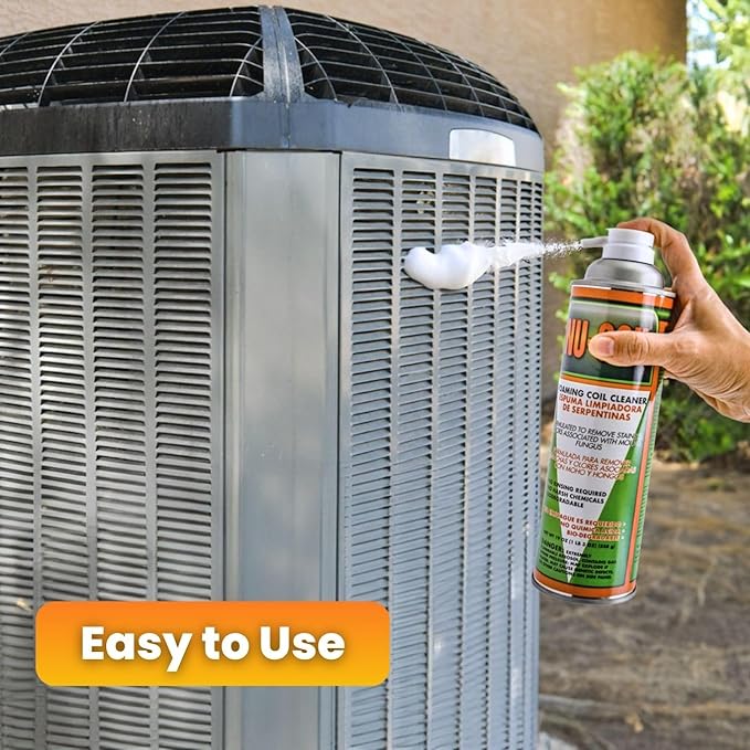 Nu-Coil Foaming Coil Cleaner - Coil Cleaner for Air Conditioning Unit Maintenance and Cleaning - White, Bio-Enzymatic, Non-Flammable, Acid Free
