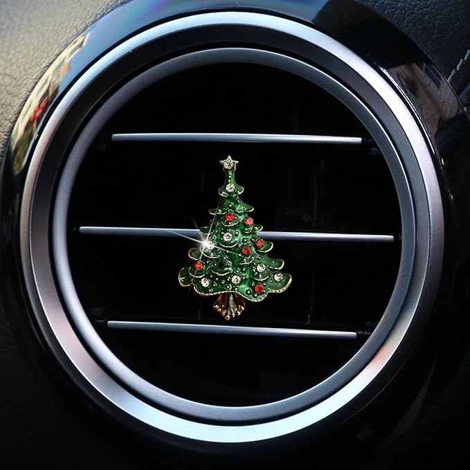 Set of 3 Bling Christmas Car Air Freshener Vent Clips, Crystal Rhinestone Sparkly Air Conditioning Outlet Decorative Clip Charms Cute Car Interior Accessories