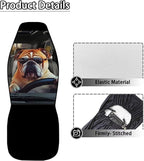 Soft Front Car Seat Covers Bulldog and Cat Full Wrapping Edge Premium Polyester Seat Covers Universal Automotive Seat Cushion Covers for Sedan,Vans,Trucks