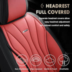 Coverado Car Seat Covers, Front Seat Cover for Cars, 2 Pack Premium Leather Seat Cover, Universal Seat Cover, Waterproof Car Seat Protector, Automotive Seat Cushion Fit for Most Vehicles (Black&Red)
