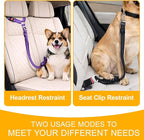 2-Pack Dog Car Seat Belt, 3-in-1 Headrest-Mounted Dog Seatbelt for Car, Adjustable Nylon Pet Safety Leash with Elastic Buffer & Reflective Stitching, Durable Car Harness for Dogs Fits Most Vehicles