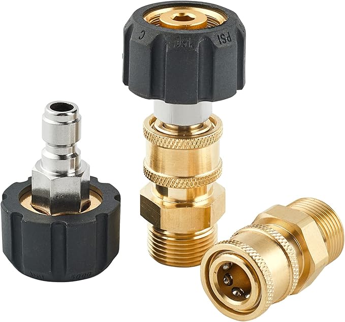 Pressure Washer Quick Connect Fittings, M22 14mm to 1/4 Inch Quick Connect Pressure Washer Adapter Set, 4 Pieces
