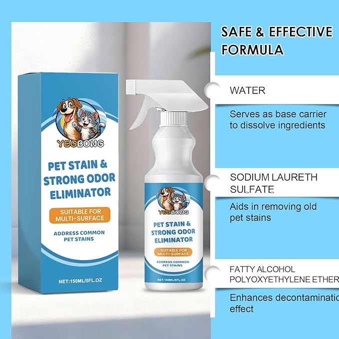 Pet Stain & Strong Odor Eliminator, Dog & Cat Pee Urine Destroyer for Carpet, Upholstery - Cleaner Spray for Pet Stain Remover, Urine, Poop, Pee, Deodorizer, Air Freshener in Home & Car - 5oz