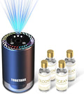 Smart Car Air Freshener with Star Light & 200ml Diffusers Oil Refills, Auto On/Off Aroma Diffuser, 3 Adjustable Mist Modes Rechargeable Aromatizante para Carro - Car Diffuser（Cologne*2+Ocean*2）