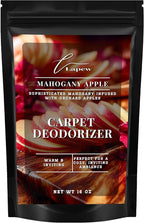 Lapew Mahogany Apple Carpet Deodorizer Powder - Pet Safe Freshener for Vacuuming | Scented Odor Eliminator for Home | 16 oz