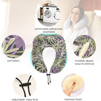 Large Wildflower Purple Portable U-Shape Travel Pillow for car Travel kit Sleeping Lumbar Support