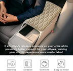 Car Center Console Cushion Pad, 12.48×7.40 Inches Waterproof Car Armrest Seat Box Cover, Comfortable PU Leather Vehicle Armrest Cover Protector, Car Decor Interior Accessories (Beige)