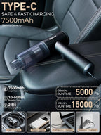 aokway Car Vacuum Portable Cordless 15000PA Powerful Suction, 7500mAh, 4-in-1, High Power Mini Vacuum Cleaner for Car, Home, PC, Keyboard, Desk Cleaning Small Handheld Rechargeable (Black)