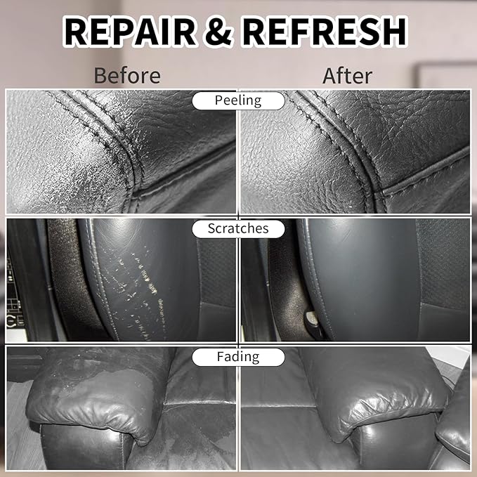 8.5oz Leather Recoloring Balm with 100ml Mink Oil,Dark Gray Leather Repair kit for Furniture and Car Interior,Leather Couch Scratch Repair,Leather Dye Paint,Mink Oil for Leather