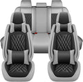 Car Seat Covers Compatible with Toyota Camry 2012-2026 Durable Waterproof Automotive Seat Covers Stretchable Fabric Material,Airbag Compatibility,Premium Nappa Leather(Black Gray,Full Set with Pillow)