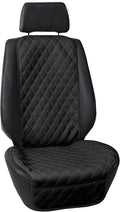 FH Group Car Seat Cushion – Faux Leather Single Front Seat Cover with Front Pockets, Airbag Compatible, Universal Fit Car Seat Cushion for Driver or Passenger Seat, SUV, Truck, Sedan & Van – Black