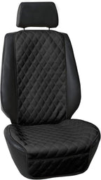 FH Group Car Seat Cushion – Faux Leather Single Front Seat Cover with Front Pockets, Airbag Compatible, Universal Fit Car Seat Cushion for Driver or Passenger Seat, SUV, Truck, Sedan & Van – Black
