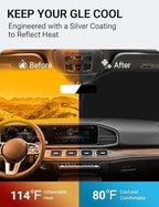Proadsy Windshield Sun Shade Custom Fit Mercedes Benz GLE 2020-2024 2026 4-Layer Foldable Front Sunshade Protector Sun Visor Blocks UV Rays Keep Car Cooler