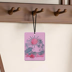 Summer Sun Car Air Freshener 4 Pcs, Beach Wave Palm Tree Scented Hanging Decor for Women Men, Vehicles Home Vacation, Tropical Mirror Gift