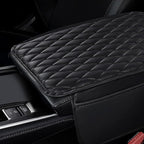 Car Center Console Cover,Leather Armrest Cover Cushion with 2 Storage Bags Universal Car Armrest Seat Box Pad Car Interior Accessories Protector for Most Vehicle(Black)