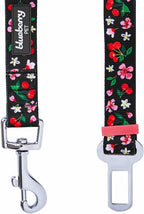 Blueberry Pet 8 Patterns Cherry Garden Black Adjustable Dog Seat Belt Tether for Dogs Cats, Durable Safety Car Vehicle Seatbelts Leads Use with Harness