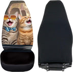 Cat Driver Car Seat Covers Front Set Full Wrapping Edge Vehicle Cushion Seat Cover Set Universal Fit for Most Car Interior Covers for Sedan Truck SUV