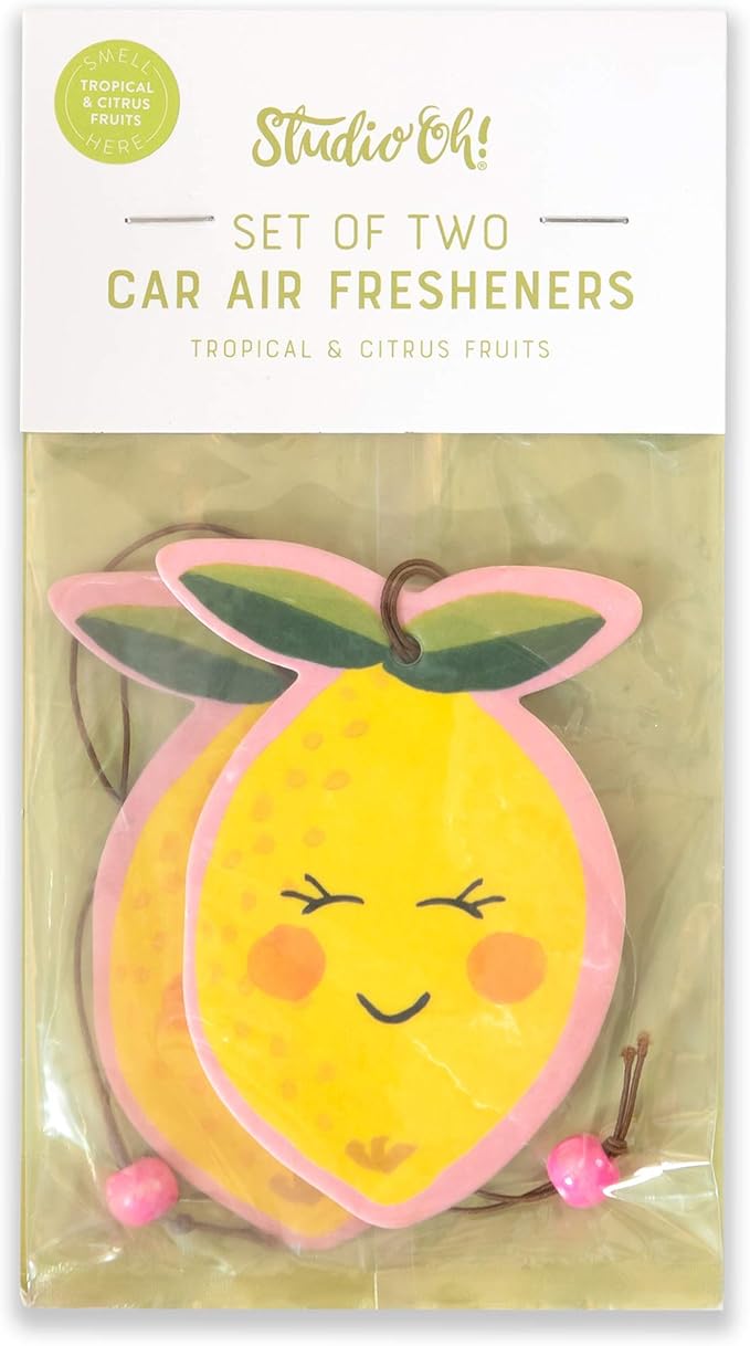 Studio Oh! Car Air Fresheners - Pack of 2 Scented Hanging Car Odor Eliminator - Unique Design with Decorative Bead - Citrus Bliss