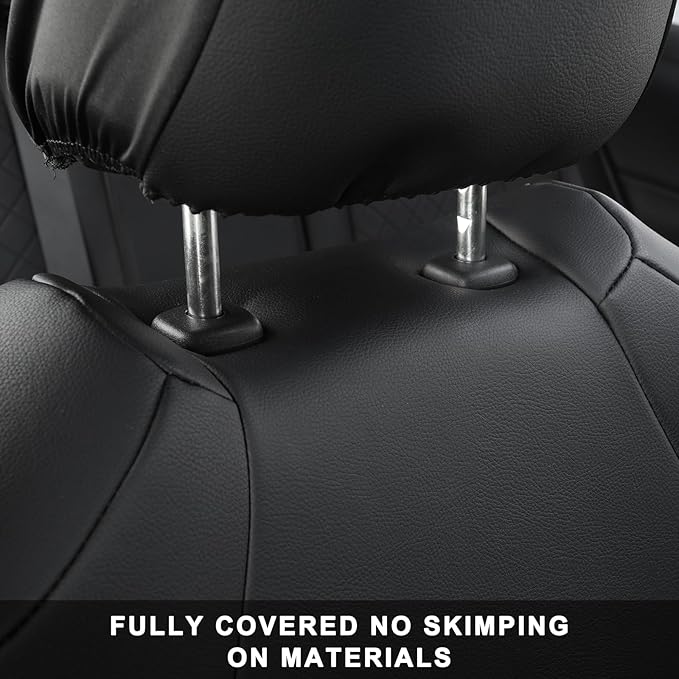 GIANT PANDA Full Set Car Seat Covers Custom Fit for Toyota Rav4 Hybrid SE/XSE 2019 2020 2021 2022 2023 2024 2025 Rav 4,Prime SE,Prime XSE 2021 2022 2023 2024,Stretch Faux Leather,Polyester Fiber,Black