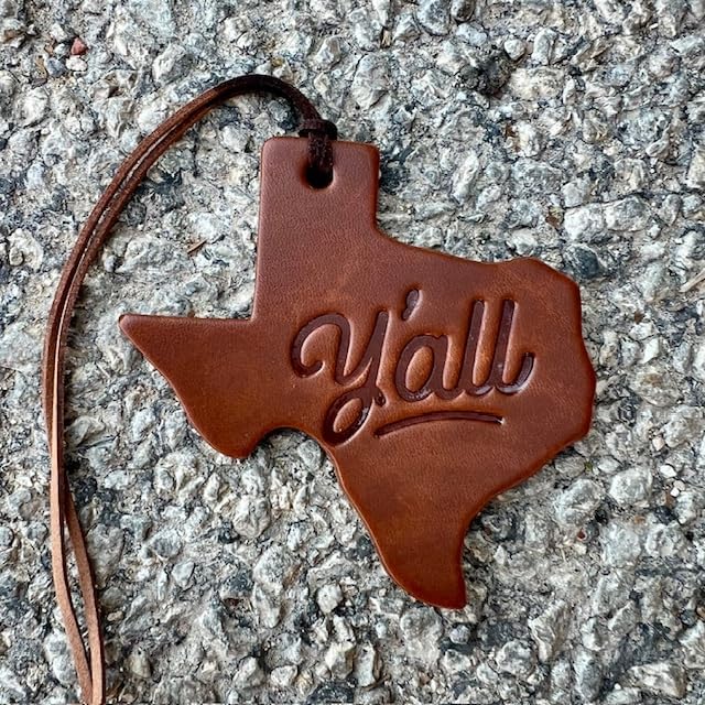 Air Flair | Leather Car Air Freshener | Texas Shape | Y'all (Cowboy Cologne Scent)