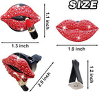 2 Pieces Bling Sexy Lip Air Vent Clips Rhinestone Lipstick Car Air Freshener Clip Crystal Car Air Outlet Decorations Charm Car Inter Decor Accessories for Girls Women