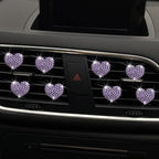 Bling Heart 8pcs Air Vent Clips, Crystal Heart Air Fresheners Vent Clips Rhinestone Diamond Car Decoration Cute Car Accessories for Women Girls (Purple)