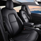 AOMSAZTO Car Seat Cover for Tesla Model Y 2020 2021 2022 2023 2024 2025 - Full Set Faux Leather Seat Covers (Black)