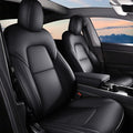 AOMSAZTO Car Seat Cover Fit for Tesla Model Y 2020 2021 2022 Full Set Black Customized Seat Covers, Custom Fit Full Set Faux Leather Black