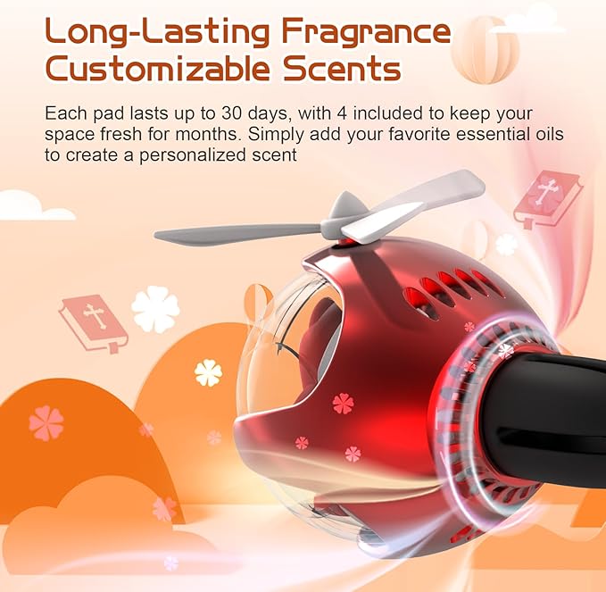 Jesus Loves You Car Air Freshener with 6-Color Auto Light Up & 4 Scented Pads – Light Fragrance, Decorative Auto Accessories, Cute Easter Decoration, Mother's Day and Father's Day Small Gifts