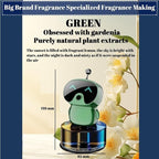 Robot Intelligent Aromatherapy Machine, Smart Cute Robot Car Air Freshener, Fine Spray/Fillable/Four-Gear Adjustment/Vibration Sensing/On-Off/Large Capacity Long-Lasting Fragrance/V1 (Green, Gardenia)