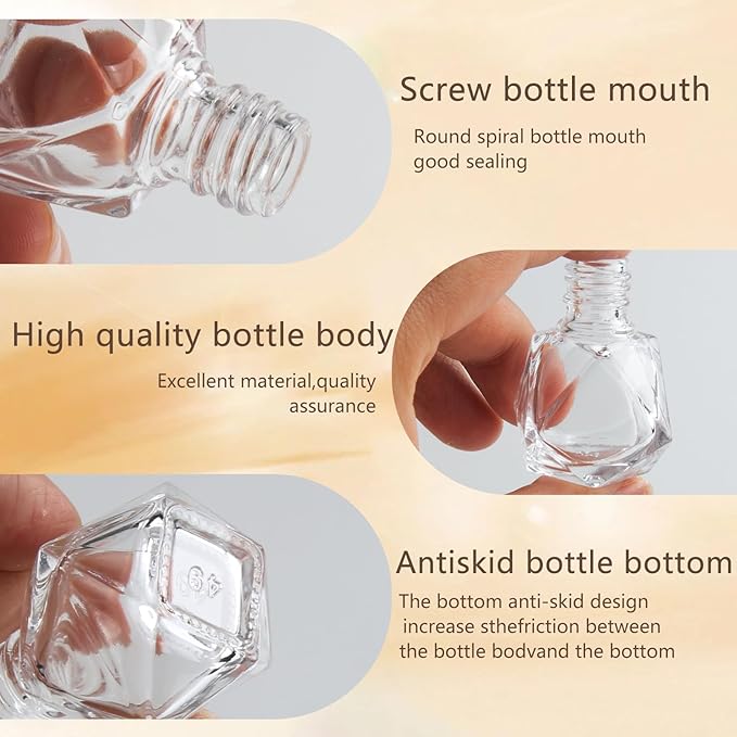 15 Sets Car Air Freshener Hanging Diffusers with Empty Glass Perfume Bottles Essential Oil Fragrance Pendants Instruction Cards Organza Storage Bags for Vehicle Home Closet (Diamond)