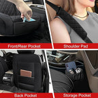 2 Pack Leather Front Car Seat Covers,Universal Breathable Full Surround Leather Car Seat Cover Protector,Split Waterproof Luxury Auto Black Seat Cover Cushion for Sedan Cars Pick-up Trucks SUV