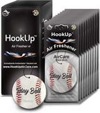 Baseball Car Air Freshener by HookUp - 10 Pack - Black Gold Scent (Extra Strong) | Unique Baseball Gift for Players, Coach, Fans | Hanging Car Accessory with Long Lasting Fresheners Smell